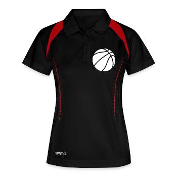 Logo de basket-ball blanc - Polo respirant Femme - noir/rouge - Devant