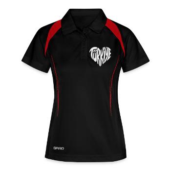 Conception de la police en forme de cœur en Türkiye, Turquie - Polo respirant Femme - noir/rouge - Devant