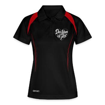 Das Leben ist Jetzt Herz - Frauen Polo atmungsaktiv - Schwarz/Rot - Vorne