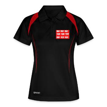 Schafe zählen - Frauen Polo atmungsaktiv - Schwarz/Rot - Vorne
