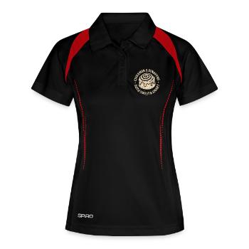 Vintage Zimt Synonyme Sowohl Süß Smart - Frauen Polo atmungsaktiv - Schwarz/Rot - Vorne