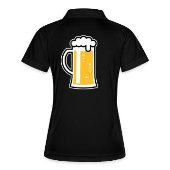 Maßkrug (Bier / Bierseidel / Bierglas / L / 3C) - Frauen Polo atmungsaktiv - Schwarz/Rot - Hinten