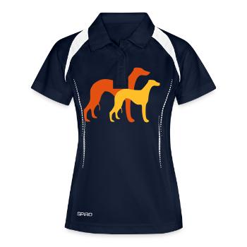 2 whippets 2 couleurs - Polo respirant Femme - marine/blanc - Devant