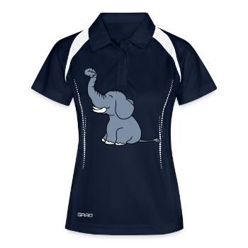 elefant gluecklich niedlich suess klein kind baby - Frauen Polo atmungsaktiv - Navy/Weiß - Vorne