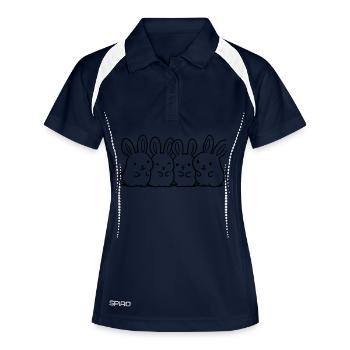 Équipe de lapins mignons - Polo respirant Femme - marine/blanc - Devant