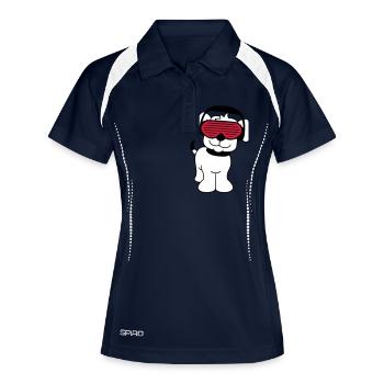Cooler Süßer DJ Hund Haustier Welpe Party Musik - Frauen Polo atmungsaktiv - Navy/Weiß - Vorne