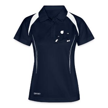 comic_laeufer - Frauen Polo atmungsaktiv - Navy/Weiß - Vorne