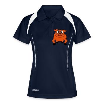 Cute cartoon comic pig peeps friendly - Women's Polo breathable - navy/white - Front