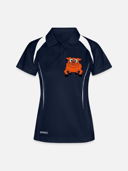Cute cartoon comic pig peeps friendly - Women's Polo breathable - navy/white