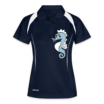 Seepferdchen lieb süss kinder babys - Frauen Polo atmungsaktiv - Navy/Weiß - Vorne