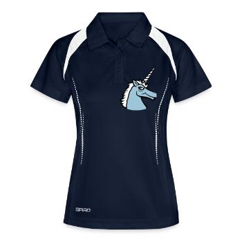 Unicorn Cool Guy Evil Smile Cartoon Horse - Women's Polo breathable - navy/white - Front
