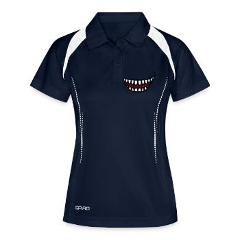 Gueule de monstre qui rit grimaçant laid - Polo respirant Femme - marine/blanc - Devant