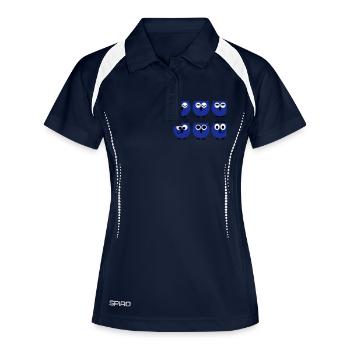 Lustige Eulen Gesichter | T-Shirts selbst gestalte - Frauen Polo atmungsaktiv - Navy/Weiß - Vorne