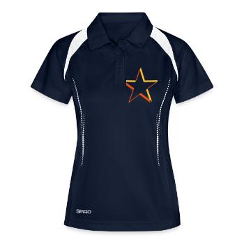 Étoile 3D jaune - Polo respirant Femme - marine/blanc - Devant