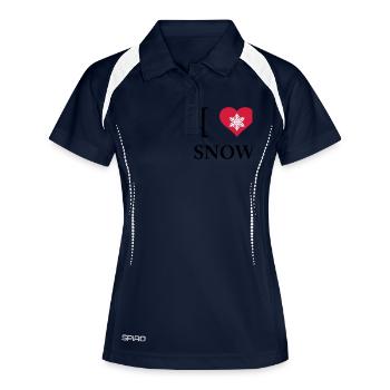 i love snow - Frauen Polo atmungsaktiv - Navy/Weiß - Vorne