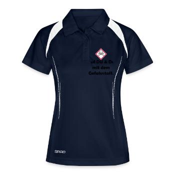 Auf Du und du mit dem Gefahrstoff (schwarz) - Frauen Polo atmungsaktiv - Navy/Weiß - Vorne