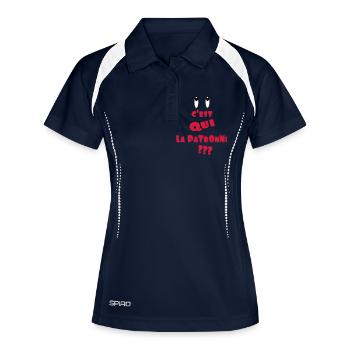c'est qui LA PATRONNE - Polo respirant Femme - marine/blanc - Devant
