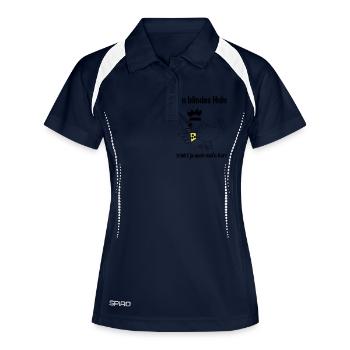 EIn blindes Huhn trinkt ja auch mal ein Korn - Frauen Polo atmungsaktiv - Navy/Weiß - Vorne
