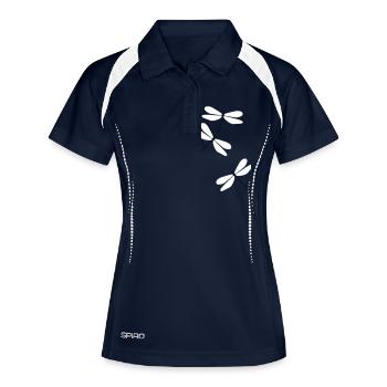 Libellen beu5 - Frauen Polo atmungsaktiv - Navy/Weiß - Vorne
