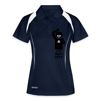 Geocaching: Je ne suis pas perdu! - Polo respirant Femme - marine/blanc - Devant