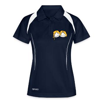 schwestern kopf gesicht freundin 2 freunde team ge - Frauen Polo atmungsaktiv - Navy/Weiß - Vorne