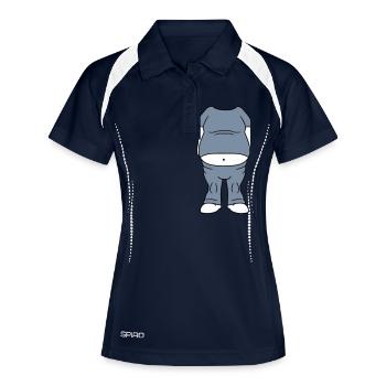 koerper ohne kopf dick fett bauch uebergewicht lus - Frauen Polo atmungsaktiv - Navy/Weiß - Vorne