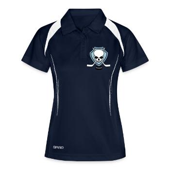 Eishockey Totenkopf und Schläger - Frauen Polo atmungsaktiv - Navy/Weiß - Vorne