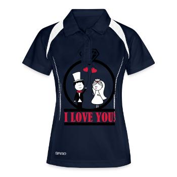 i love you 2 - Frauen Polo atmungsaktiv - Navy/Weiß - Vorne