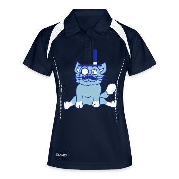 Sir Cat Gentleman Chapeau haut de forme Monocle Rich Gentleman - Polo respirant Femme - marine/blanc - Devant