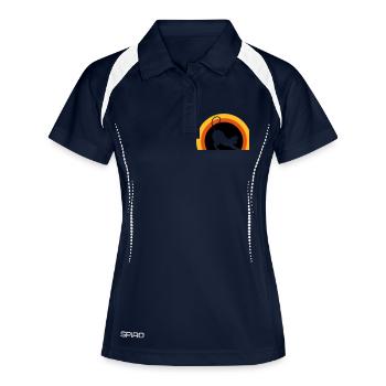 Katze > Vectorgraphic ! Cat - Frauen Polo atmungsaktiv - Navy/Weiß - Vorne