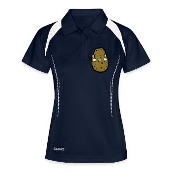 joyeux petit mignon mignon visage drôle bras - Polo respirant Femme - marine/blanc - Devant