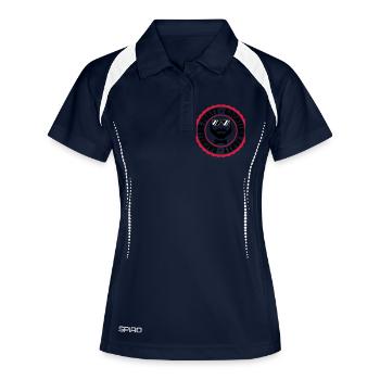 cercle bague timbre équipe bachelor party bache - Polo respirant Femme - marine/blanc - Devant
