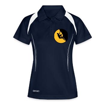 nuit lune rond cercle mur raide sommet freeclimber - Polo respirant Femme - marine/blanc - Devant