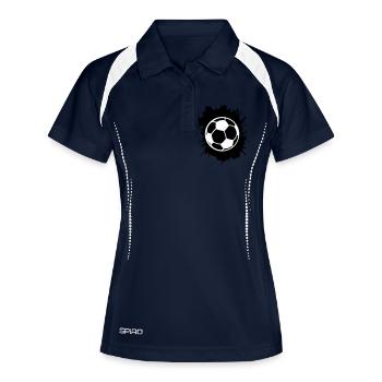fußball klecks - Frauen Polo atmungsaktiv - Navy/Weiß - Vorne