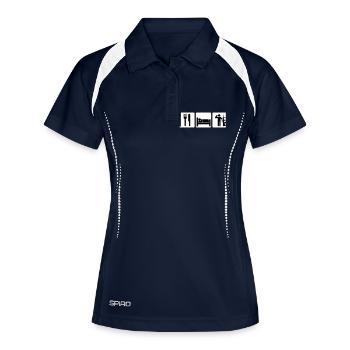 Eat Sleep Serve - Frauen Polo atmungsaktiv - Navy/Weiß - Vorne