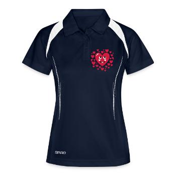 13 Herz verliebt Gesicht lustig Liebe Humor Paare - Frauen Polo atmungsaktiv - Navy/Weiß - Vorne