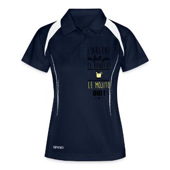 Argent Pas Bonheur Mojito, alcool, humour - Polo respirant Femme - marine/blanc - Devant