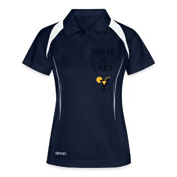 Guadeloupe / 971 / Meer / Frankreich - Frauen Polo atmungsaktiv - Navy/Weiß - Vorne
