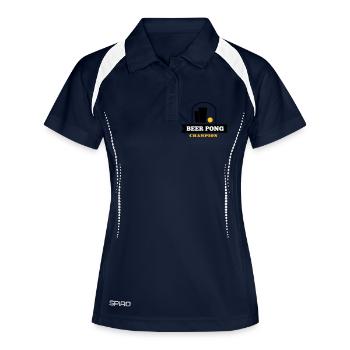 beer pong champion - Frauen Polo atmungsaktiv - Navy/Weiß - Vorne