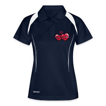 verliebte Herzen - Frauen Polo atmungsaktiv - Navy/Weiß - Vorne
