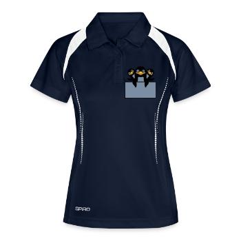 3 pingouins derrière le bouclier - Polo respirant Femme - marine/blanc - Devant