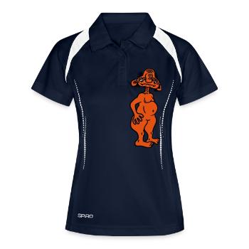 vieux opa homme nu laid horreur monstre dégoûtant - Polo respirant Femme - marine/blanc - Devant