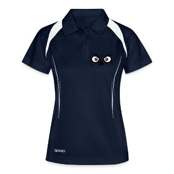 regarder horreur halloween effrayant boese visage tête - Polo respirant Femme - marine/blanc - Devant