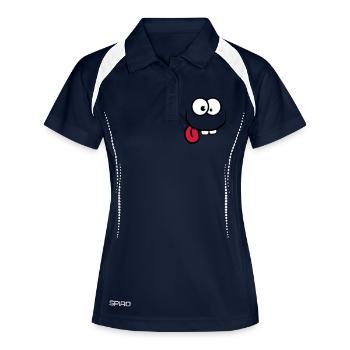 verrückt - Frauen Polo atmungsaktiv - Navy/Weiß - Vorne