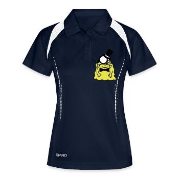 sir herr gentlemen zylinder monokel reich glibber - Frauen Polo atmungsaktiv - Navy/Weiß - Vorne