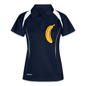 fruit banana delicious healthy eat banana peel krum - Women's Polo breathable - navy/white - Front
