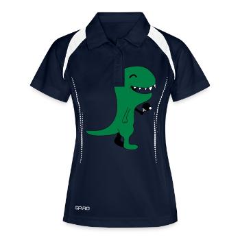 Funny Table Tennis Dinos - Frauen Polo atmungsaktiv - Navy/Weiß - Vorne