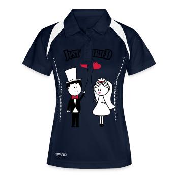 just_married_01 - Frauen Polo atmungsaktiv - Navy/Weiß - Vorne