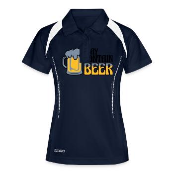 May Contain Beer Spruch - Frauen Polo atmungsaktiv - Navy/Weiß - Vorne