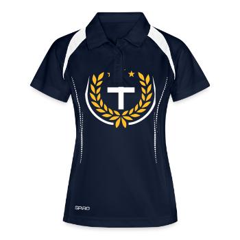 Jesus Christus Lorbeerkranz Logo - Frauen Polo atmungsaktiv - Navy/Weiß - Vorne